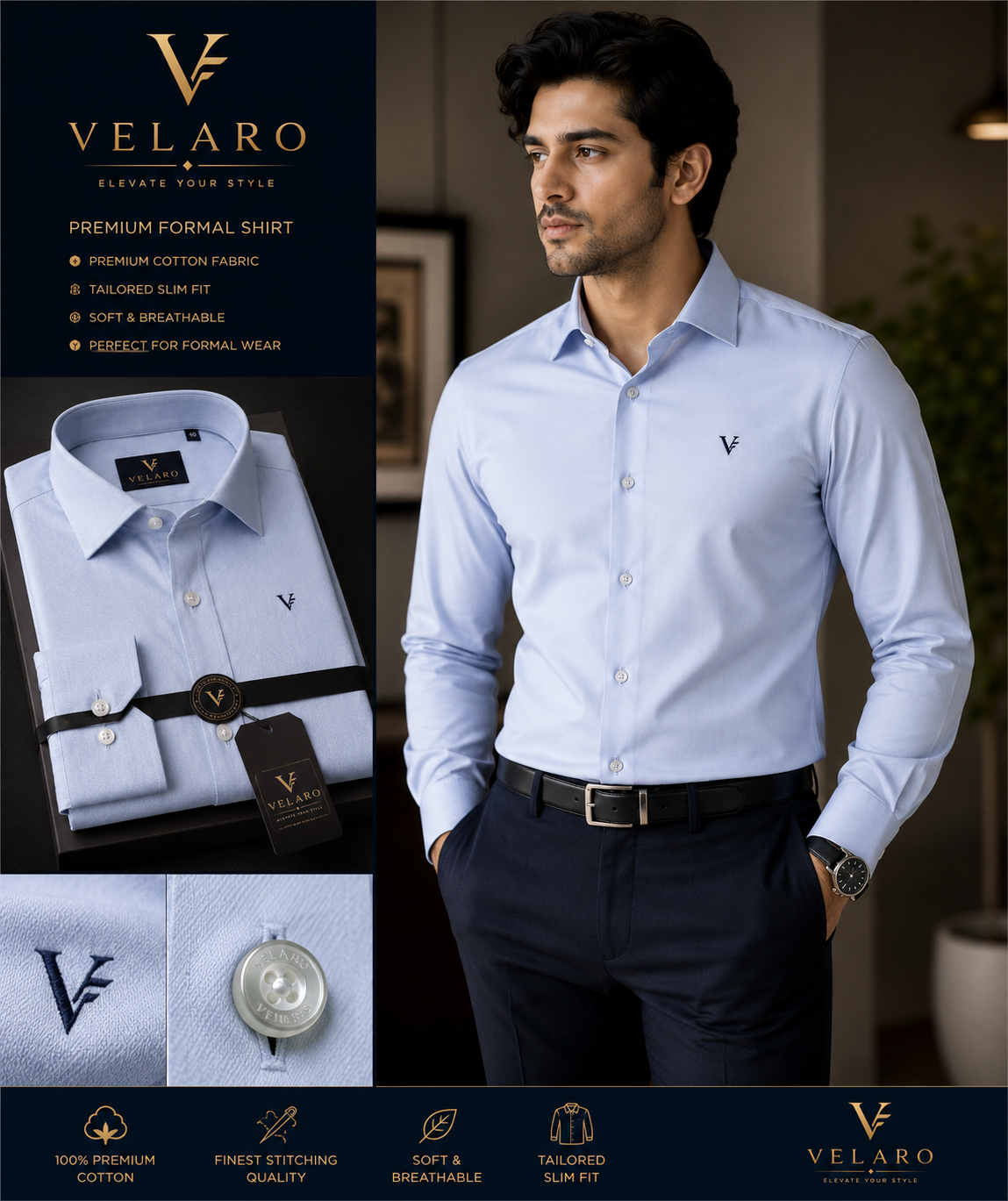Light Blue Ice Formal shirt Velaro - Image 4