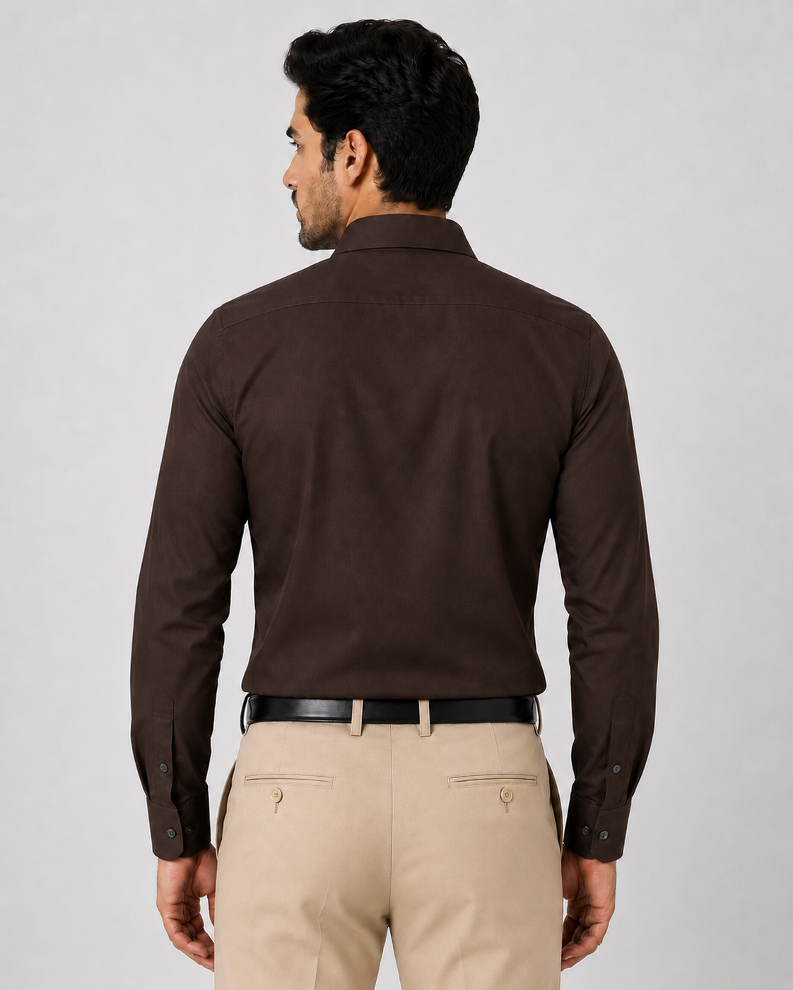 Dark Brown Unwrinkle Solid Shirt - Image 4
