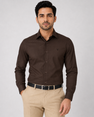 Dark Brown Unwrinkle Solid Shirt