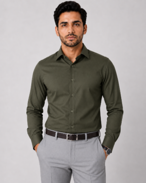 Olive Green Formal shirt Velaro